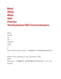 Sheet Metal and ASA Practice Test Questions with Correct Answers