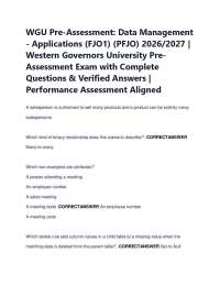 Data Management Pre-Assessment Exam: Questions and Verified Answers
