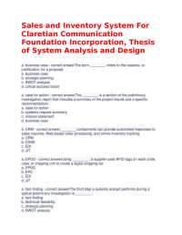 Sales and Inventory System For Claretian Communication Foundation Incorporation, Thesis of