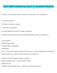 Leadership and Management in Nursing: Exam Questions and Answers