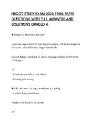 NBCOT STUDY EXAM 2026 FINAL PAPER QUESTIONS WITH FULL ANSWERS AND SOLUTIONS GRADED A