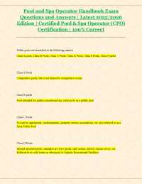 Pool and Spa Operator Handbook Exam: Q&A for CPO Certification