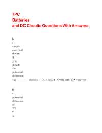 Batteries and DC Circuits: Questions and Answers