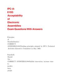IPC-A610G: Acceptability of Electronic Assemblies Exam Questions with Answers