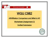WGU C982 Affiliation Comparison and Miller’s IAF Worksheet (Assignment 3) – Verified