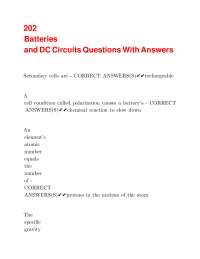 Batteries and DC Circuits Questions with Answers