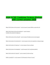 AQA GCSE Combined Science Biology Questions and Answers 2025