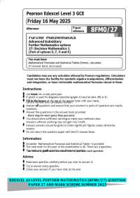 Decision Mathematics Exam Paper with Mark Scheme - Summer 2025