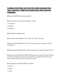 Florida Pesticide Applicator Core Examination: Questions and Answers 2026/2027