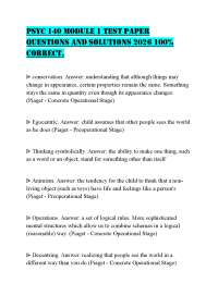 PSYC 140 MODULE 1 TEST PAPER QUESTIONS AND SOLUTIONS 2026 100% CORRECT.