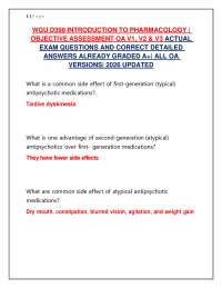 WGU D398 INTRODUCTION TO PHARMACOLOGY | OBJECTIVE ASSESSMENT OA V1, V2 & V3 ACTUAL EXAM