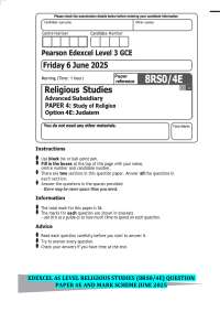 Judaism Exam Questions - AS Level Religious Studies