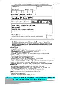 A Level Further Mathematics Paper 4B: Statistics Practice Questions