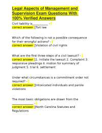 Legal Aspects of Management and Supervision: Exam Q&A