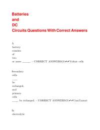 Batteries and DC Circuits: Questions and Answers
