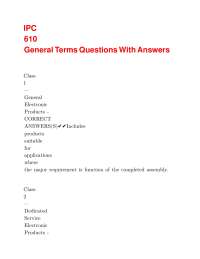 IPC General Terms Questions and Answers: Electronic Product Classes and Conditions