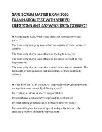 SAFE SCRUM MASTER EXAM 2026 EXAMINATION TEST WITH VERIFIED QUESTIONS AND ANSWERS 100% CORR