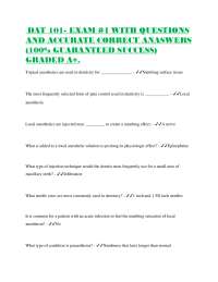 DAT 101 Exam 4: Dentistry Questions and Answers