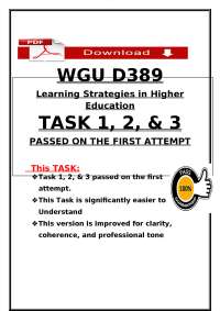 WGU D389 Learning Strategies in Higher Education Tasks 1–3 Complete Study Guide 2026