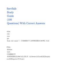 ServSafe Exam Study Guide: 100 Questions with Correct Answers