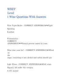 WSET Level 1 Wine Questions and Answers