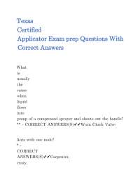 Texas Certified Applicator Exam Prep Questions with Correct Answers