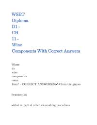 Wine Components: Questions and Answers for WSET Diploma D1