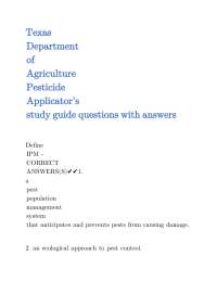 Pesticide Applicator's Study Guide: Questions and Answers