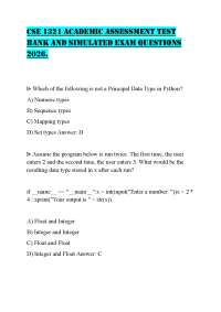 CSE 1321 ACADEMIC ASSESSMENT TEST BANK AND SIMULATED EXAM QUESTIONS 2026.