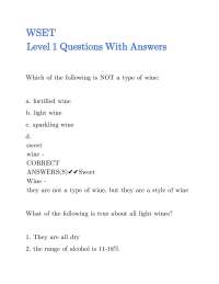 WSET Level 1 Wine Exam Questions and Answers