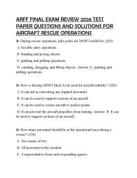 ARFF FINAL EXAM REVIEW 2026 TEST PAPER QUESTIONS AND SOLUTIONS FOR AIRCRAFT RESCUE OPERATI