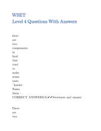 Wine and Food Pairing: Level 4 WSET Questions and Answers