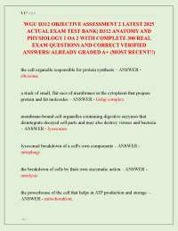 WGU D312 OBJECTIVE ASSESSMENT 2 LATEST 2025 TEST BANK| D312 ANATOMY AND PHYSIOLOGY I OA 2