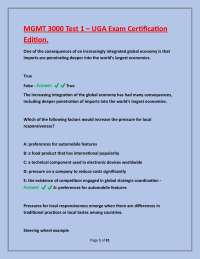 MGMT 3000 Test 1 - UGA Exam Certification Edition: Entrepreneurship and Global Economy