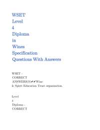 WSET Level 4 Diploma in Wines: Specification Questions and Answers
