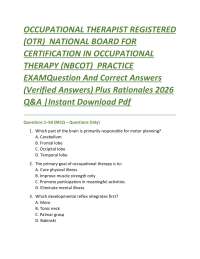 Occupational Therapy Exam Questions and Answers 2026