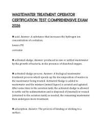WASTEWATER TREATMENT OPERATOR CERTIFICATION TEST COMPREHENSIVE EXAM 2026