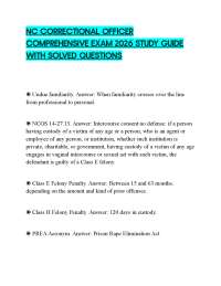 NC CORRECTIONAL OFFICER COMPREHENSIVE EXAM 2026 STUDY GUIDE WITH SOLVED QUESTIONS