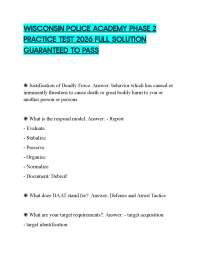 WISCONSIN POLICE ACADEMY PHASE 2 PRACTICE TEST 2026 FULL SOLUTION GUARANTEED TO PASS
