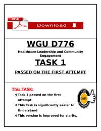 WGU D776 Task 1 Healthcare Leadership & Community Engagement Guide 2026