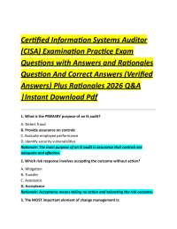 CISA Examination Practice Questions with Answers and Rationales