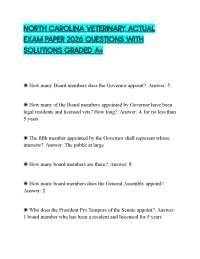 NORTH CAROLINA VETERINARY ACTUAL EXAM PAPER 2026 QUESTIONS WITH SOLUTIONS GRADED A+