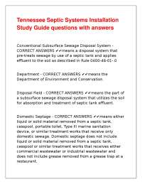 Septic Systems Installation Study Guide: Key Definitions and Concepts