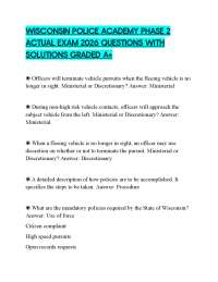 WISCONSIN POLICE ACADEMY PHASE 2 ACTUAL EXAM 2026 QUESTIONS WITH SOLUTIONS GRADED A+