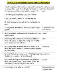 CWV-101 Worldview Exam Questions and Answers