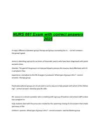 NURS 661 Exam Questions and Answers: Group Therapy and Counseling