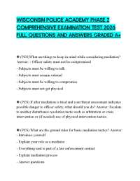 WISCONSIN POLICE ACADEMY PHASE 2 COMPREHENSIVE EXAMINATION TEST 2026 FULL QUESTIONS AND AN