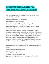 GACE MUSIC TEST BANK 2026 FULL QUESTIONS AND CORRECT ANSWER
