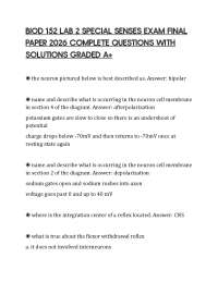BIOD 152 LAB 2 SPECIAL SENSES EXAM FINAL PAPER 2026 COMPLETE QUESTIONS WITH SOLUTIONS GRAD