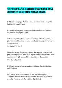 COP 3330 EXAM 1 SCRIPT TEST BANK FULL SOLUTION 2026 VIEW AHEAD EXAM.